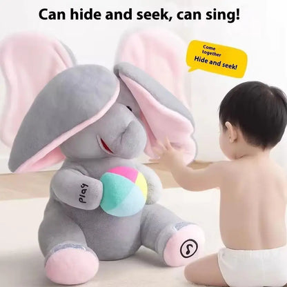 Hide-and-seek Elephant Plush Toy Flapping Ears With Cheerful Songs Elephant Soft Soothing New Born Gift For 3-12 Months