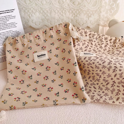 Cotton Nappy Bag for Baby Organizer Diaper Bag Mommy Baby Items String Cosmetic Pocket Stroller Bags Travel Makeup Storage Bag