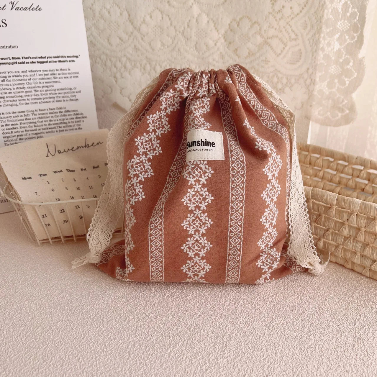 Cotton Nappy Bag for Baby Organizer Diaper Bag Mommy Baby Items String Cosmetic Pocket Stroller Bags Travel Makeup Storage Bag