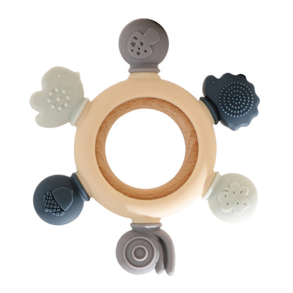 1pc Baby Teether Music Rattles for Kids Animal Crochet Rattle Elephant Giraffe Ring Wooden Babies Gym Montessori Children's Toys