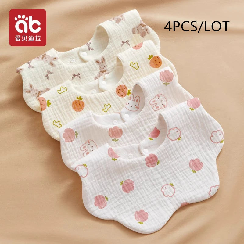 AIBEDILA 4pcs Baby Bandana Bibs Soft Skin-friendly Saliva Burp Cloths Breathable Feeding Bibs for Newborn Infant Toddler  ﻿