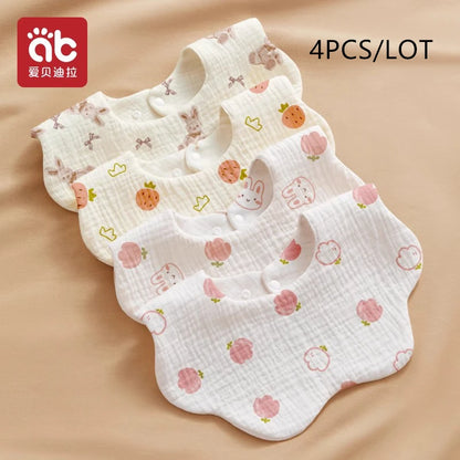 AIBEDILA 4pcs Baby Bandana Bibs Soft Skin-friendly Saliva Burp Cloths Breathable Feeding Bibs for Newborn Infant Toddler  ﻿