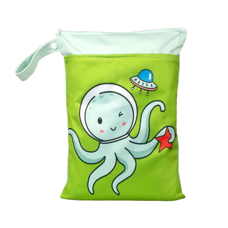 Babyshow 25x35cm Wet Dry Bag Digital Position Printed Waterproof Diaper Bag Double Zippers with Handle Mommy Bag