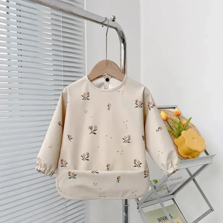 Baby Soft Waterproof Bib Kid Long Sleeves Adjustable Feeding Cloth Little Boy Girl Painting Smock Child Meal Eating Apron