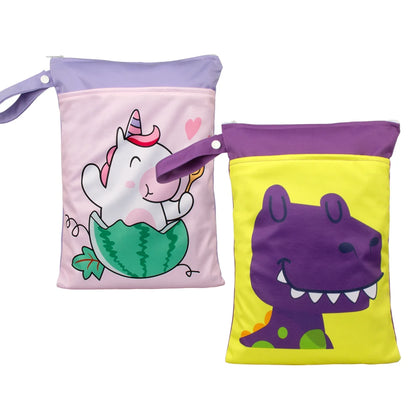 Babyshow 25x35cm Wet Dry Bag Digital Position Printed Waterproof Diaper Bag Double Zippers with Handle Mommy Bag