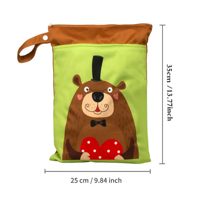 Babyshow 25x35cm Wet Dry Bag Digital Position Printed Waterproof Diaper Bag Double Zippers with Handle Mommy Bag