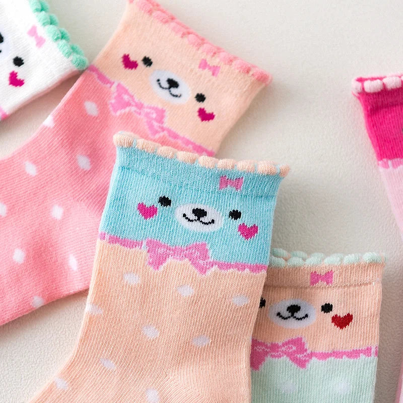 5 Pairs Baby Boy Girl Socks for 1-3 Years Toddler Autumn Winter Casual Elastic Cotton Socks Fashion Cartoon Clothing Accessories