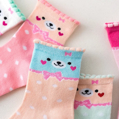 5 Pairs Baby Boy Girl Socks for 1-3 Years Toddler Autumn Winter Casual Elastic Cotton Socks Fashion Cartoon Clothing Accessories