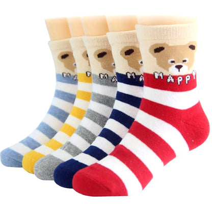 5 Pairs Baby Boy Girl Socks for 1-3 Years Toddler Autumn Winter Casual Elastic Cotton Socks Fashion Cartoon Clothing Accessories