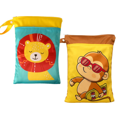 Babyshow 25x35cm Wet Dry Bag Digital Position Printed Waterproof Diaper Bag Double Zippers with Handle Mommy Bag
