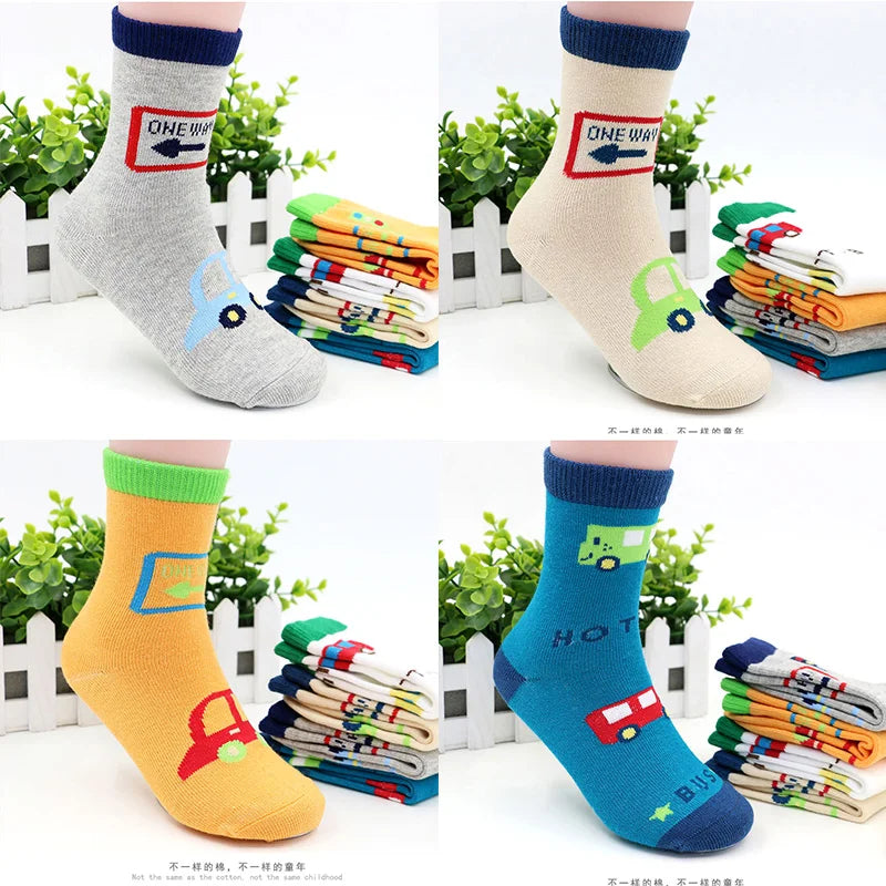 5 Pairs Baby Boy Girl Socks for 1-3 Years Toddler Autumn Winter Casual Elastic Cotton Socks Fashion Cartoon Clothing Accessories