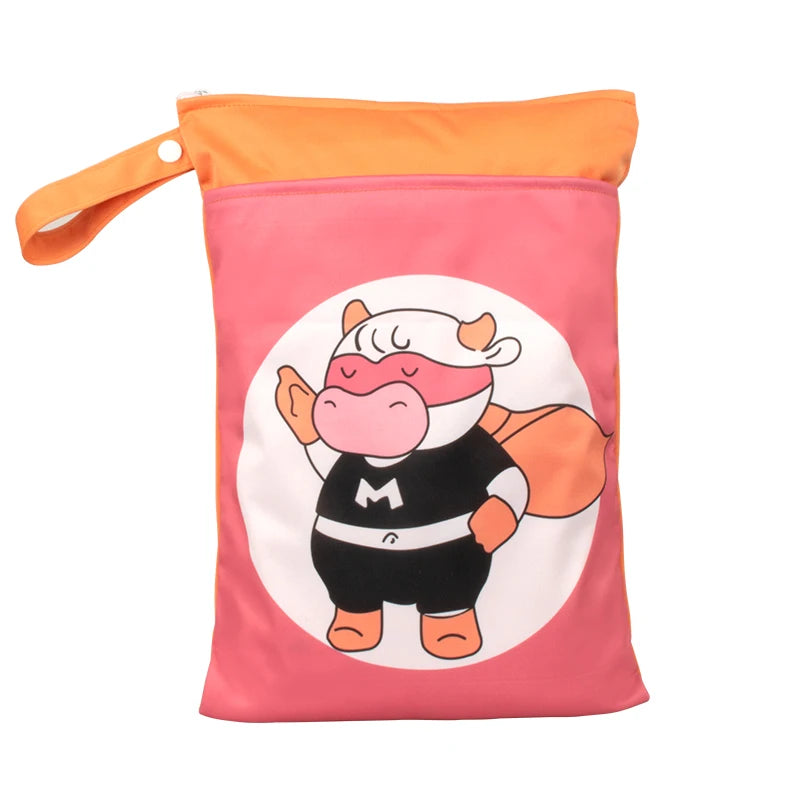 Babyshow 25x35cm Wet Dry Bag Digital Position Printed Waterproof Diaper Bag Double Zippers with Handle Mommy Bag