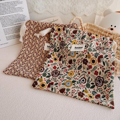 Cotton Nappy Bag for Baby Organizer Diaper Bag Mommy Baby Items String Cosmetic Pocket Stroller Bags Travel Makeup Storage Bag