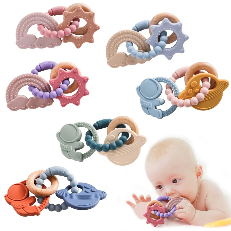 Baby Silicone Bracelet Teether Toys BPA Free Silicone Celestial Nursing Teething Toys Food Grade Silicone Newborn Toys Gift