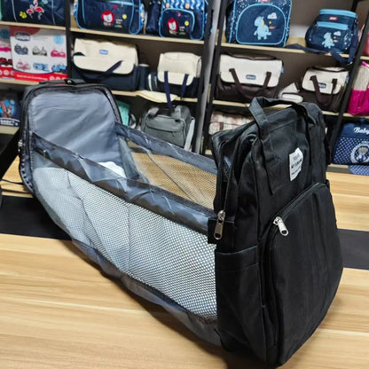 Portable folding crib, mommy bag, multi-functional, light and large-capacity leisure, double shoulder mother and baby bag.