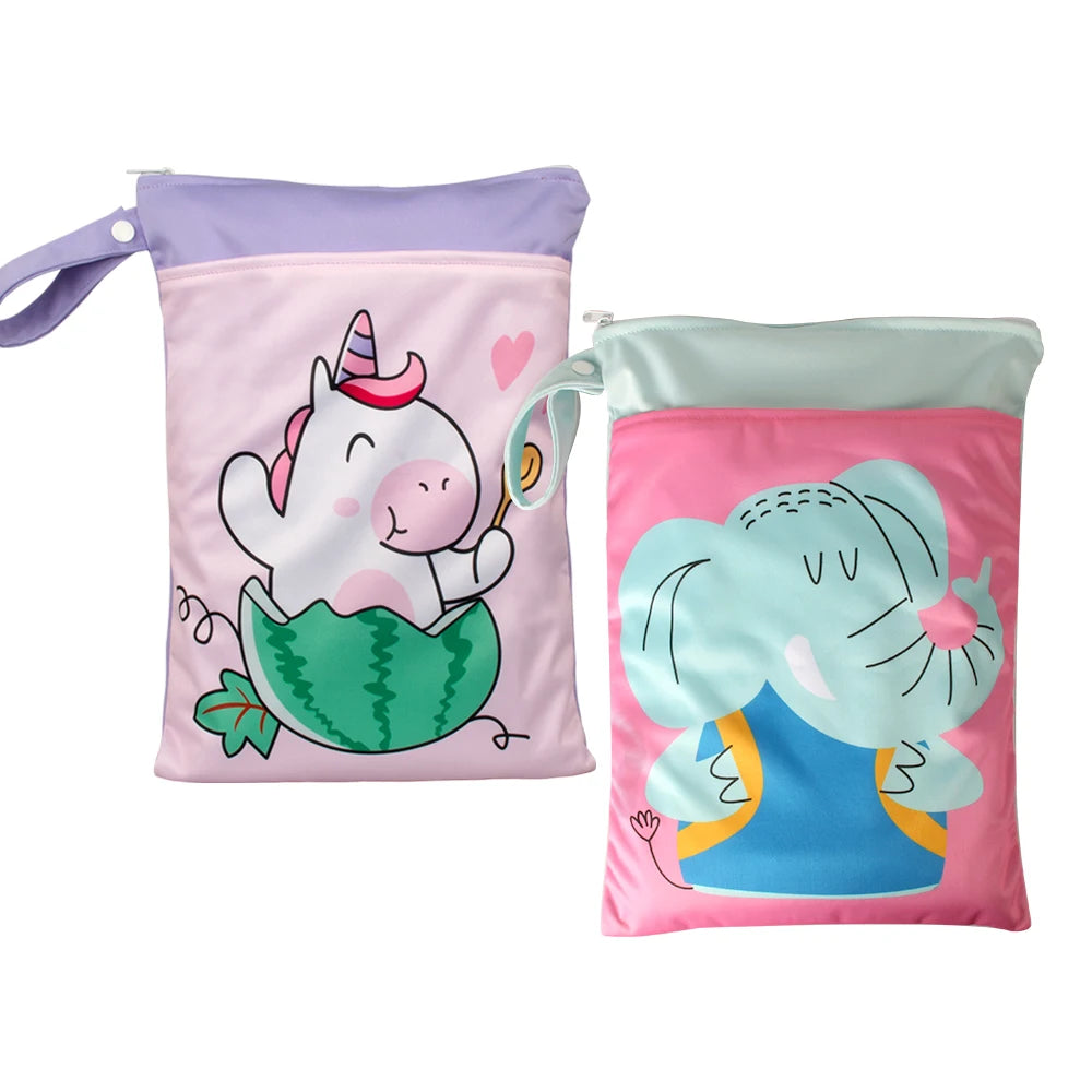 Babyshow 25x35cm Wet Dry Bag Digital Position Printed Waterproof Diaper Bag Double Zippers with Handle Mommy Bag