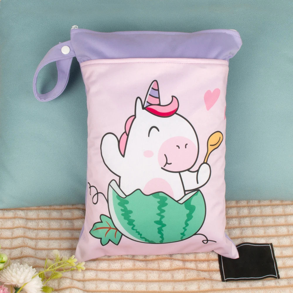Babyshow 25x35cm Wet Dry Bag Digital Position Printed Waterproof Diaper Bag Double Zippers with Handle Mommy Bag