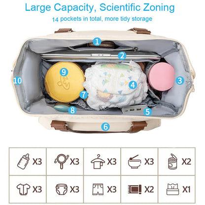 Large Capacity Mommy Bag Lightweight Maternity Backpack Multi-functional Polyester Crossbody Bag Outdoor Travel Baby Organizer