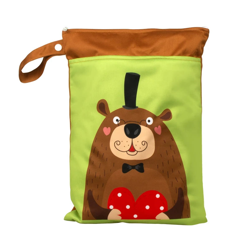 Babyshow 25x35cm Wet Dry Bag Digital Position Printed Waterproof Diaper Bag Double Zippers with Handle Mommy Bag