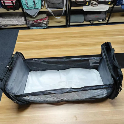 Portable folding crib, mommy bag, multi-functional, light and large-capacity leisure, double shoulder mother and baby bag.