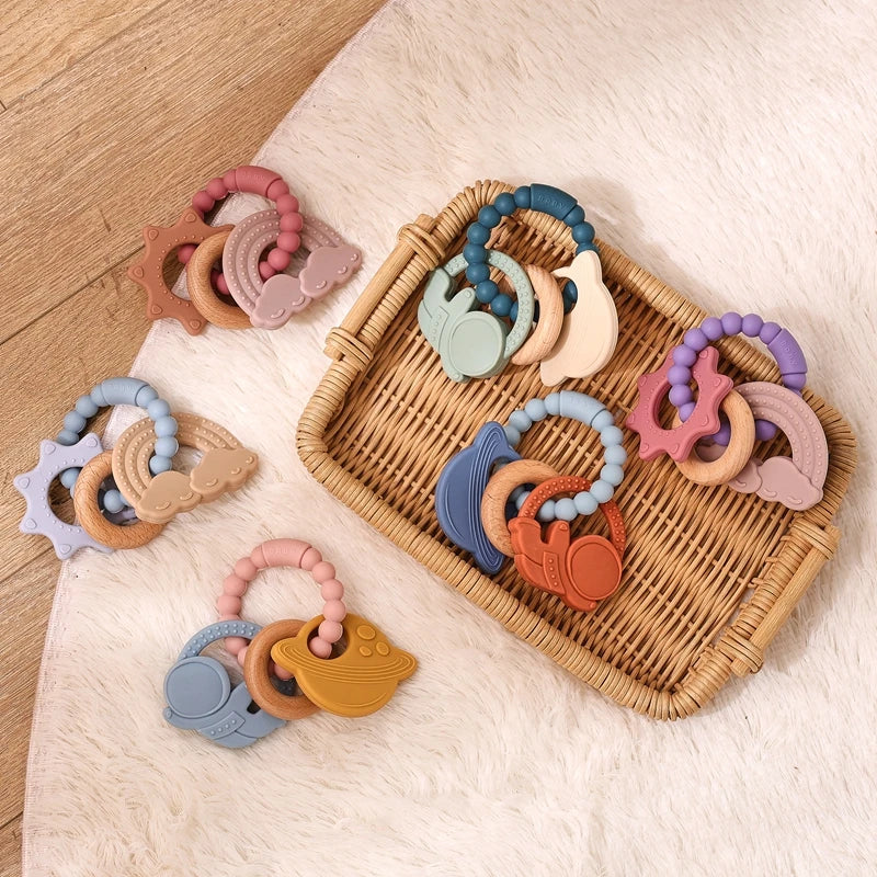 Baby Silicone Bracelet Teether Toys BPA Free Silicone Celestial Nursing Teething Toys Food Grade Silicone Newborn Toys Gift