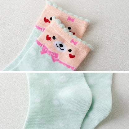 5 Pairs Baby Boy Girl Socks for 1-3 Years Toddler Autumn Winter Casual Elastic Cotton Socks Fashion Cartoon Clothing Accessories