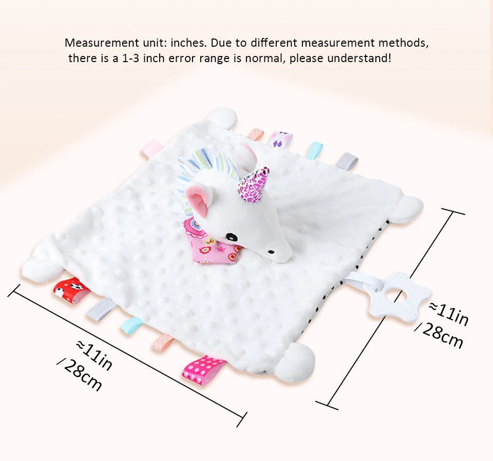 Personalised Baby Elephant Security Blanket Organic Cotton Comforter with Silicone Teether Infant Shower Gift