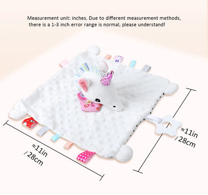 Personalised Baby Elephant Security Blanket Organic Cotton Comforter with Silicone Teether Infant Shower Gift