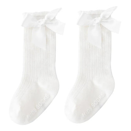 Knee High Baby Girl Socks Anti slip for Newborn Infant Toddler Bowknot Non-slip Long High Tall Cotton Blank Accessories 0-3 Year