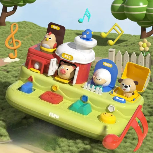 Kids Musical Farm Hide and Seek Pop-up Toy Montessori Early Learning Interactive Educational Toys Birthday Gift